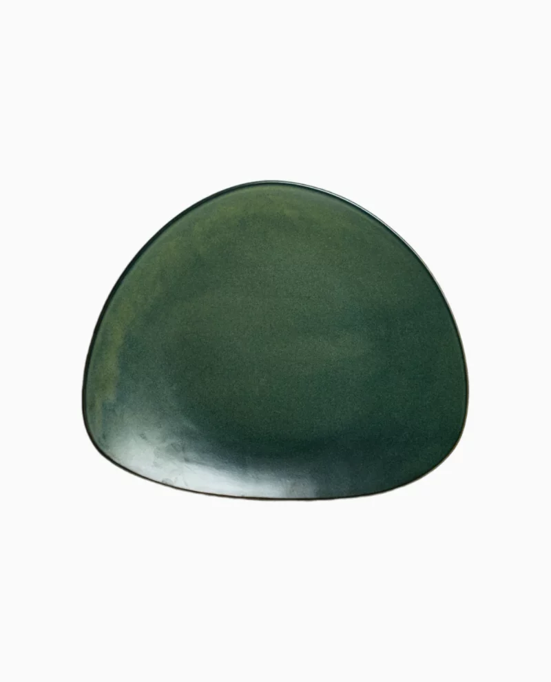 Blue ceramic plant pot with saucer