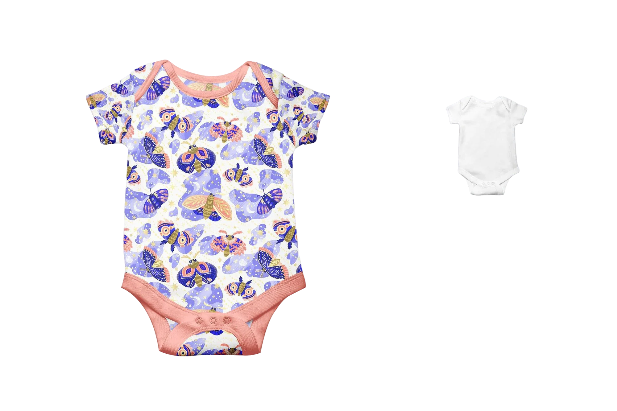 Butterfly print baby bodysuit in soft cotton short sleeves